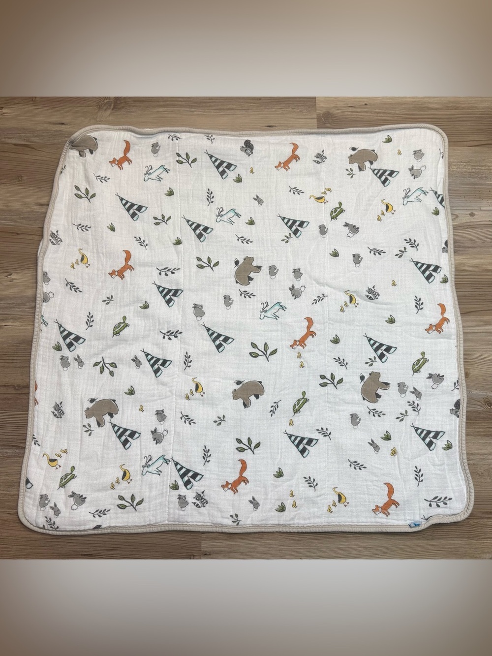 Little Unicorn Woodland Animal Muslin towel- Fox, Bear & Tree Print